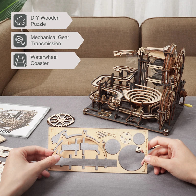 r Marble Run Set 5 Kinds 3D Wooden Puzzle DIY